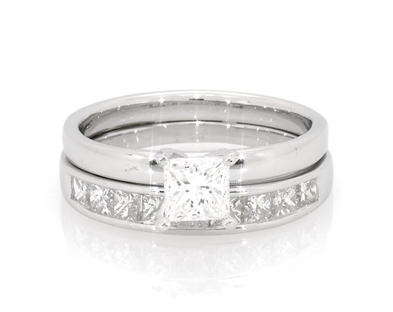 Previously Owned Princess-Cut Diamond Bridal Set 1-5/8 ct tw 14K White Gold Size 7.5