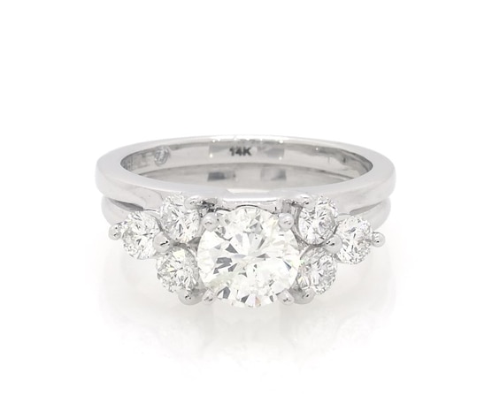 Previously Owned Round-Cut Diamond Bridal Set 1-5/8 ct tw 14K White Gold Size 5.75