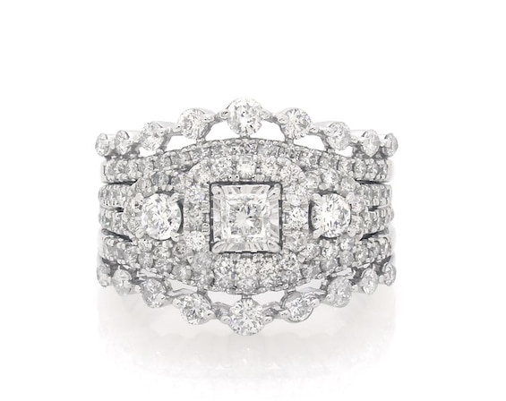 Previously Owned Princess-Cut Diamond Bridal Set 1-7/8 ct tw 14K White Gold Size 7.5