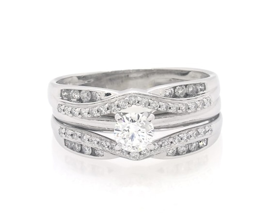 Previously Owned Round-Cut Diamond Bridal Set 5/8 ct tw 14K White Gold Size 6.5