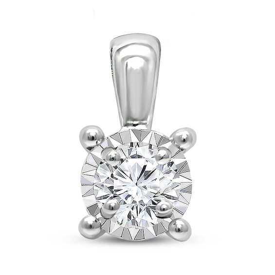Previously Owned Round-Cut Diamond Solitaire Charm 1/8 ct tw Sterling Silver (J/I3)