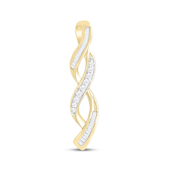 Previously Owned Diamond Twist Charm 1/6 ct tw Round & Baguette-cut 10K Yellow Gold