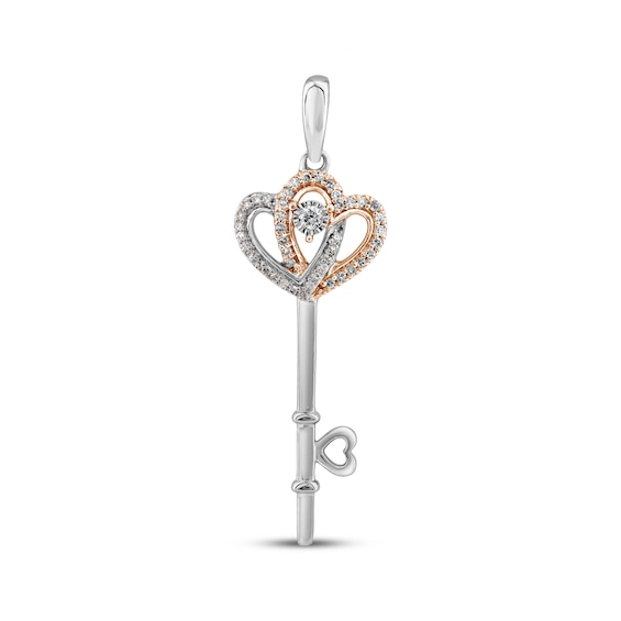 Previously Owned Diamond Heart Key Charm 1/10 ct tw 10K Two-Tone Gold 18”