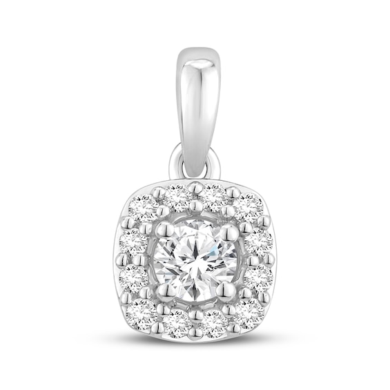 Previously Owned Diamond Cushion-Shaped Halo Charm 1/4 ct tw 10K White Gold