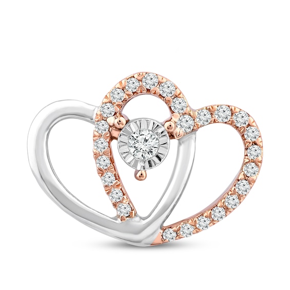 Previously Owned Diamond Heart Charm 1/10 ct tw Round-Cut 10K Two-Tone Gold