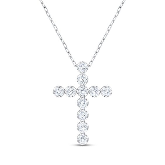 Previously Owned KAY Lab-Grown Diamond Cross Necklace 1/2 ct tw 10K White Gold 18"