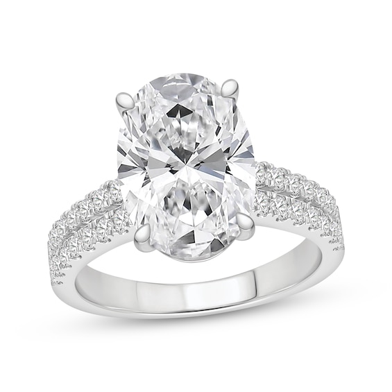 Previously Owned Lab-Grown Diamonds Oval-Cut Engagement Ring 4-1/2 ct tw 14K White Gold