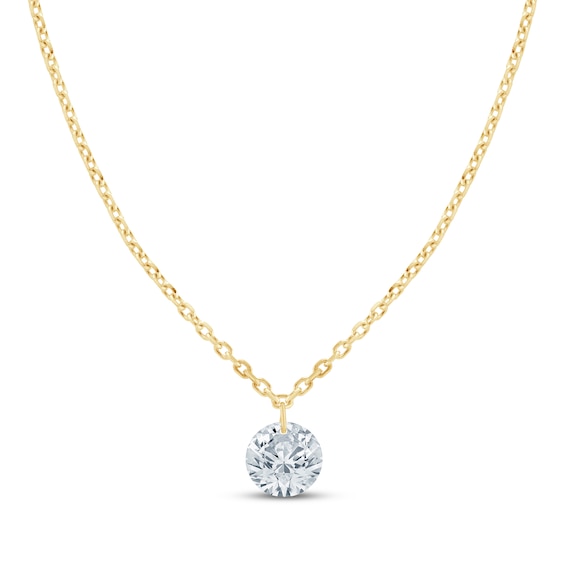 Previously Owned KAY Lab-Grown Diamonds Round-Cut Solitaire Necklace 1/4 ct tw 10K Yellow Gold 18" (F/VS2)