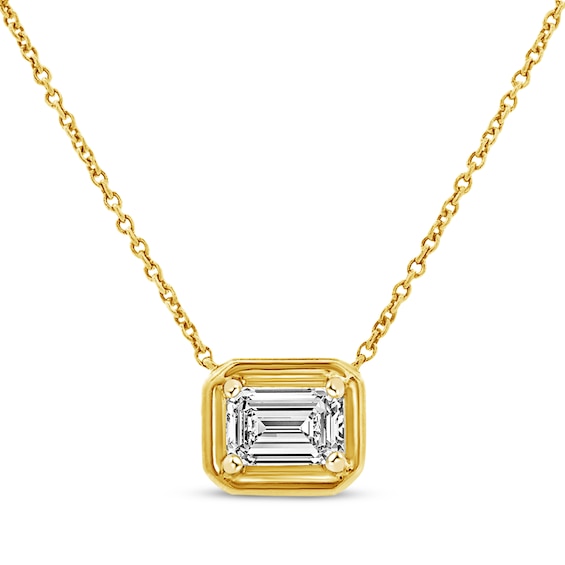 Previously Owned KAY Lab-Grown Diamonds Emerald-Cut Solitaire Necklace 1/2 ct tw 10K Yellow Gold 18" (F/SI2)