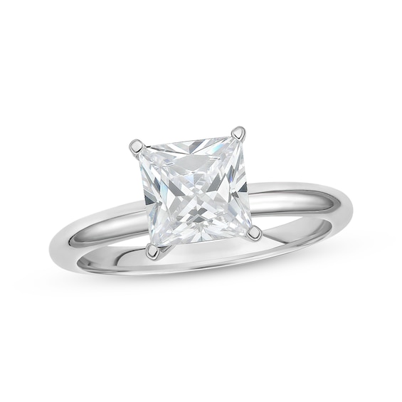 Previously Owned Lab-Grown Diamonds Princess-Cut Solitaire Engagement Ring 1-1/2 ct tw 14K White Gold (F/SI2)
