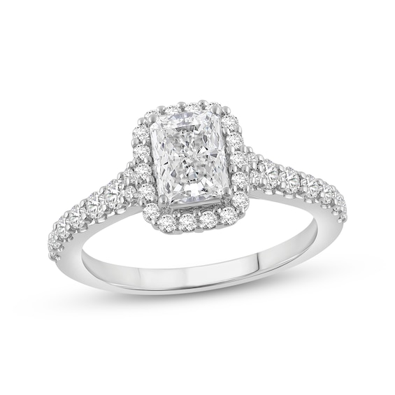 Previously Owned Lab-Grown Diamonds Radiant-Cut Engagement Ring 1-1/2 ct tw 14K White Gold