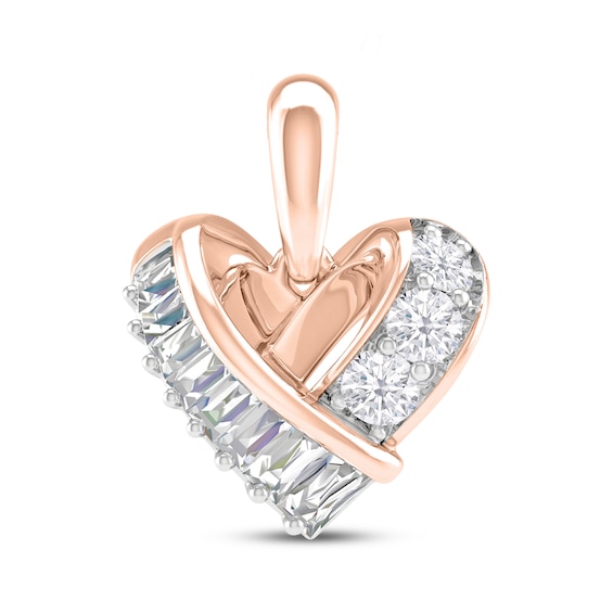 Previously Owned Diamond Heart Knot Charm 1/4 ct tw Baguette & Round-cut 10K Rose Gold