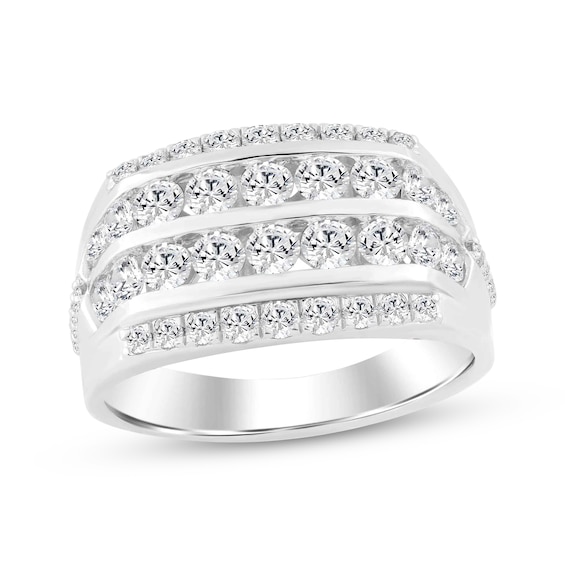 Previously Owned KAY Lab-Grown Diamonds Men's Multi-Row Ring 2 ct tw Sterling Silver