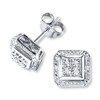Diamond Stud Earrings Sterling Silver