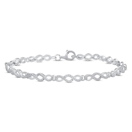 Infinity Link Bracelet Diamond Accent Sterling Silver 7.5&quot;