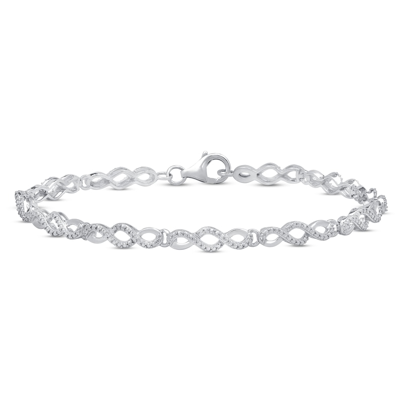 Infinity Link Bracelet Diamond Accent Sterling Silver 7.5"