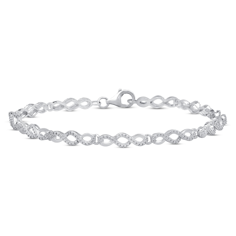 Main Image 1 of Infinity Link Bracelet Diamond Accent Sterling Silver 7.5"