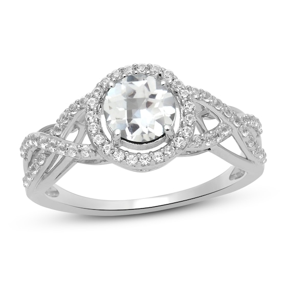 White Lab-Created Sapphire Ring Sterling Silver - Size 7