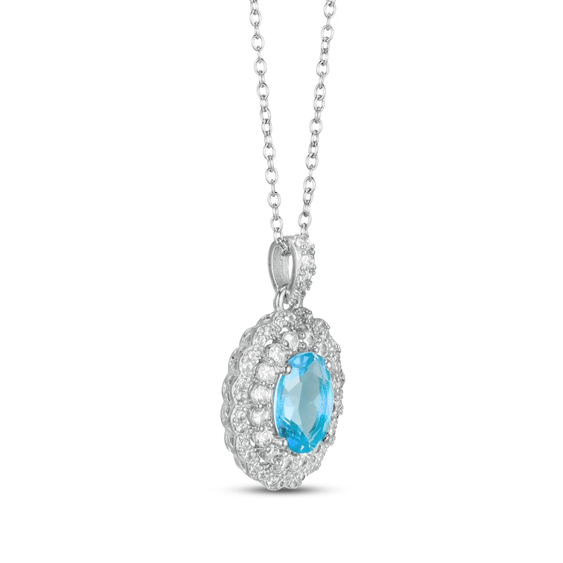 Main Image 2 of Blue Topaz & White Lab-Created Sapphire Necklace Sterling Silver 18"