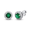 Thumbnail Image 0 of Lab-Created Emerald & White Lab-Created Sapphire Earrings Sterling Silver
