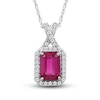 Thumbnail Image 0 of Lab-Created Ruby & White Lab-Created Sapphire Octagon Necklace Sterling Silver 18"
