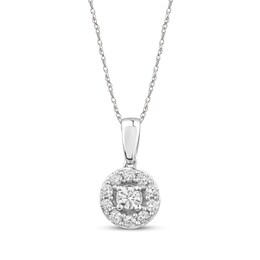 Lab-Created Diamonds by KAY Halo Necklace 1/4 ct tw Sterling Silver 18&quot;