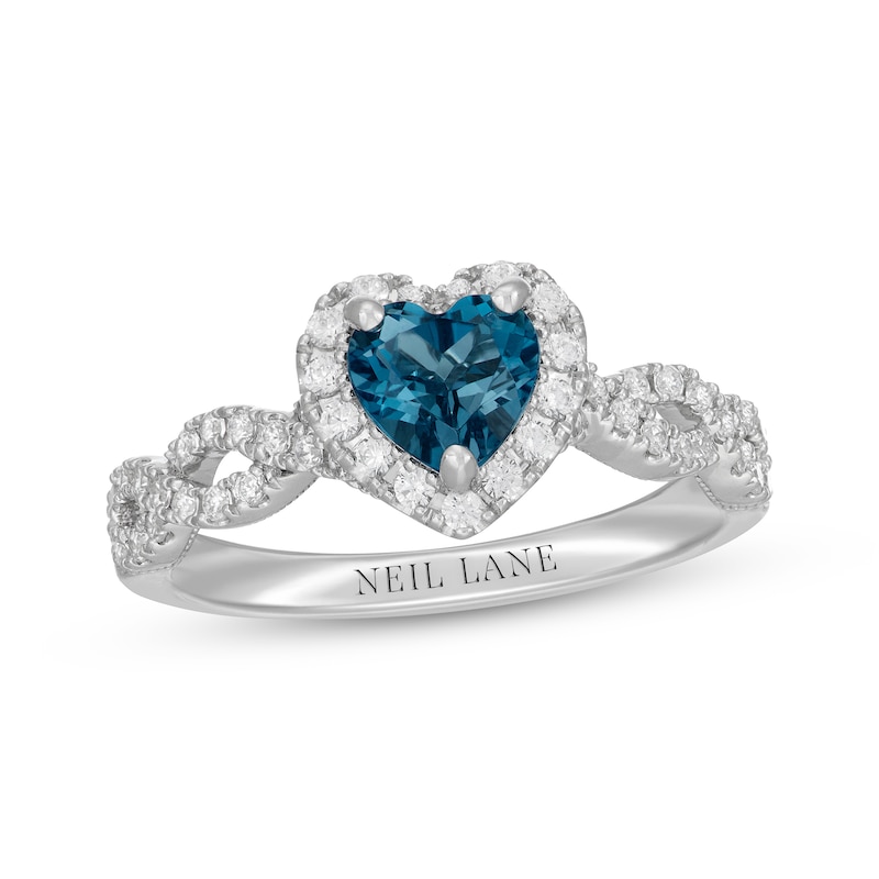 Neil Lane Heart-Shaped London Blue Topaz & Diamond Engagement Ring 1/2 ct tw 14K White Gold