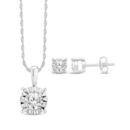 Diamond Solitaire Gift Set 1/2 ct tw Sterling Silver 18&quot;