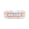 Thumbnail Image 3 of Men’s THE LEO First Light Diamond Round-Cut Five-Stone Anniversary Band 1/2 ct tw 14K Two-Tone Gold