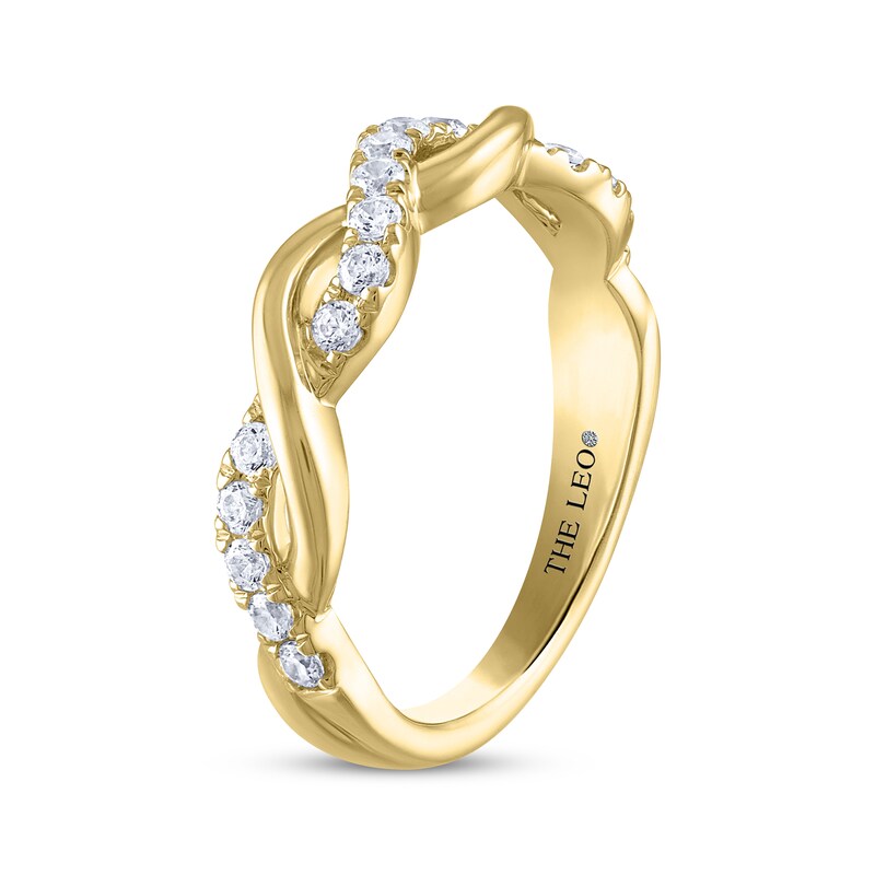 THE LEO Diamond Round-Cut Crossover Twist Anniversary Band 1/3 ct tw 14K Yellow Gold