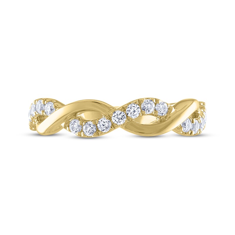 THE LEO Diamond Round-Cut Crossover Twist Anniversary Band 1/3 ct tw 14K Yellow Gold