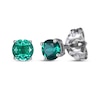 Thumbnail Image 1 of Round-Cut Lab-Created Emerald & White Lab-Created Sapphire Stud & Hoop Earrings Gift Set Sterling Silver
