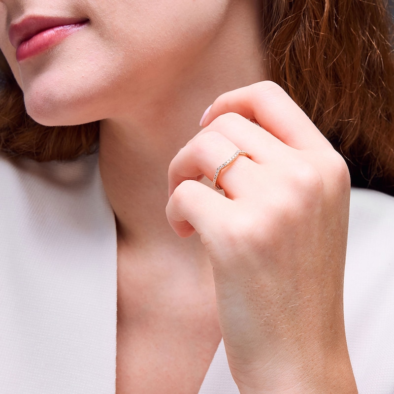 Main Image 4 of Neil Lane Artistry Lab-Grown Diamond Contour Wedding Band 1/4 ct tw 14K Rose Gold