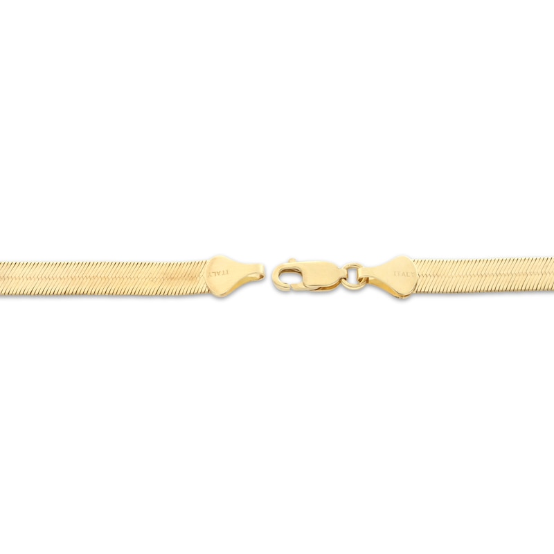 Solid Herringbone Chain Bracelet 6.8mm 14K Yellow Gold 7.5"