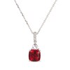 Thumbnail Image 1 of Cushion-Cut Lab-Created Ruby & Trillion-Cut White Lab-Created Sapphire Necklace Sterling Silver 18"