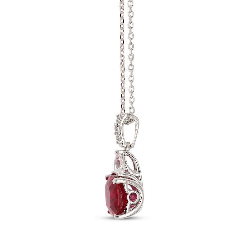 Main Image 2 of Cushion-Cut Lab-Created Ruby & Trillion-Cut White Lab-Created Sapphire Necklace Sterling Silver 18"