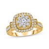 Thumbnail Image 1 of Adore Round-Cut Diamond Cushion Frame Engagement Ring 1 ct tw 14K Yellow Gold
