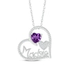 Thumbnail Image 1 of Heart-Shaped Amethyst & White Lab-Created Sapphire "Madre" Heart Necklace Sterling Silver 18"