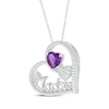 Thumbnail Image 2 of Heart-Shaped Amethyst & White Lab-Created Sapphire "Madre" Heart Necklace Sterling Silver 18"