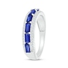 Thumbnail Image 2 of Baguette-Cut Blue Lab-Created Sapphire & Diamond Ring 1/5 ct tw 10K White Gold