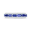 Thumbnail Image 4 of Baguette-Cut Blue Lab-Created Sapphire & Diamond Ring 1/5 ct tw 10K White Gold