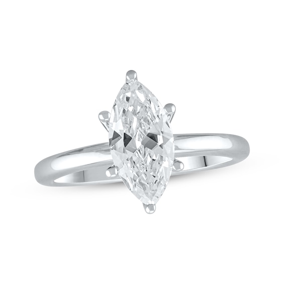 Lab-Grown Diamonds Marquise-Cut Solitaire Engagement Ring 1-1/2 ct tw 14K White Gold (F/SI2)