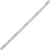 Thumbnail Image 2 of Emerald-Cut Peridot & White Lab-Created Sapphire Bracelet Sterling Silver 7.25"