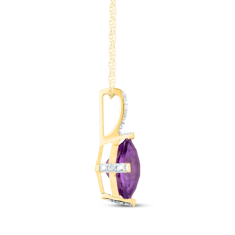 Cushion-Cut Amethyst & Diamond Accent Necklace 10K Yellow Gold 18 ...