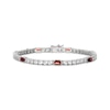 Thumbnail Image 1 of Emerald-Cut Garnet & White Lab-Created Sapphire Station Bracelet Sterling Silver 7.25"