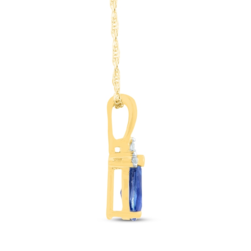 Main Image 2 of Pear-Shaped Blue Sapphire & Diamond Accent Necklace 10K Yellow Gold 18"
