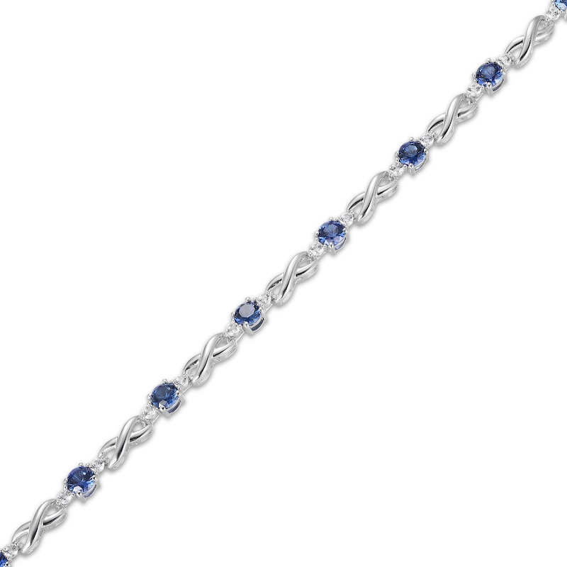 Main Image 2 of Blue & White Lab-Created Sapphire Infinity Bracelet Sterling Silver 7.25"