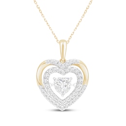 Lab-Created Diamonds by KAY Double Heart Necklace 1-1/4 ct tw 10K Yellow Gold