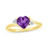 Thumbnail Image 1 of Heart-Shaped Amethyst & Diamond Ring 1/15 ct tw 10K Yellow Gold
