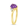 Thumbnail Image 2 of Heart-Shaped Amethyst & Diamond Ring 1/15 ct tw 10K Yellow Gold